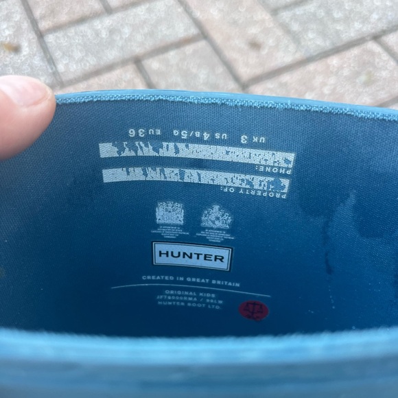 Hunter Original Kids Tall Boots Light Blue Size 5 - Picture 5 of 7